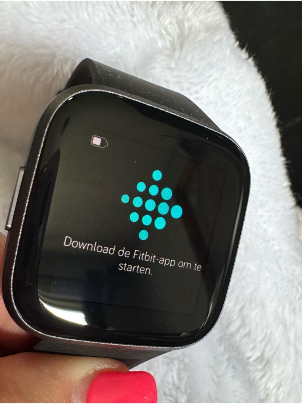 Fitbit versa 2 Black Smartwatch with Teal App Icon Display